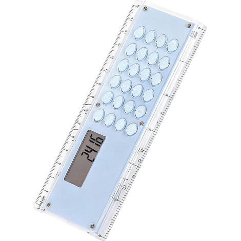 Règle fine 15 cm double graduation calculatrice numérique intégrée 8 chiffres bleue idéale travail et activités créatives (1/5)