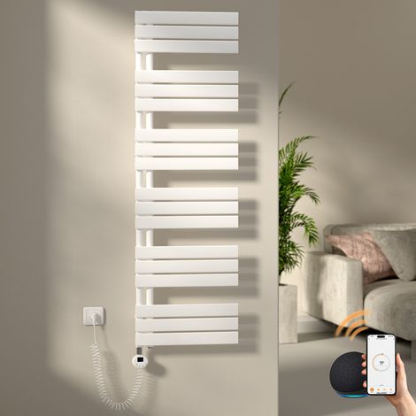S'AFIELINA Elektrischer Badheizkörper Flach Paneelheizkörper Handtuchwärmer Heizkörper inkl. Heizstab mit Thermostat,Elektrisch betrieben,Weiß,159.9x50 cm 1000Watts