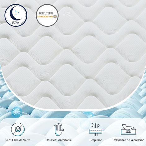 Yidatong – Matelas mémoire de forme 140x190 cm – Hauteur 26 cm – Confort ferme – 7 zones – Mousse polyuréthane haute densité – Housse respirante