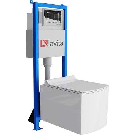 Bâti-support Lavita LAV 101 à 40 cm + WC Fago sans bord + plaque de commande LAV 200.1.2 chrome Kit complet WC (1/5)