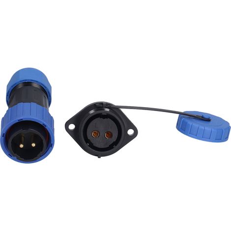 Connecteur d'alimentation aéronautique étanche IP68 à bride et borne bout à bout 250 V 612 mm LP20 (2 broches) (1/5)