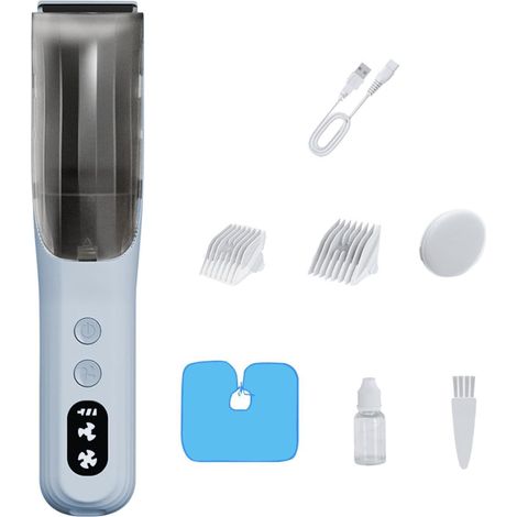 Tondeuse à cheveux électrique rechargeable de 5 W pour tout-petits – USB type C faible bruit avec peignes, brosse nettoyage et accessoire Bleu - (1/5)