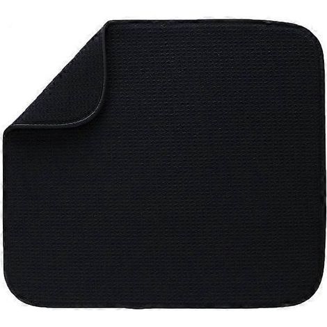 Lot de 2 tapis égouttoirs en microfibre, égouttoir de cuisine, nappe, noir (1/5)
