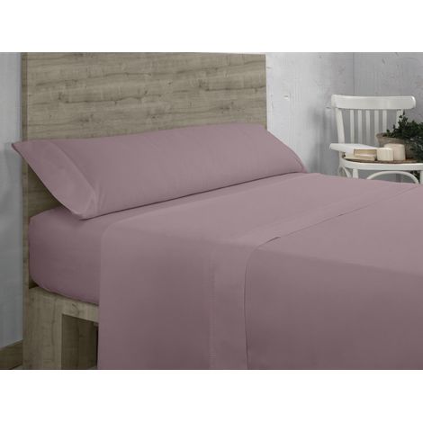 Juego de sábanas de algodón orgánico de 200 hilos, color néctar. Cama de 90 cm (3 piezas) (1/5)