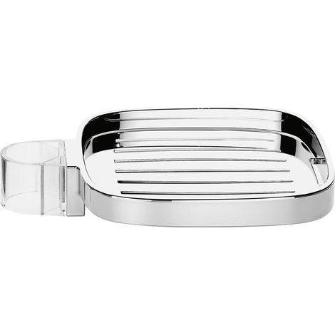 Hansgrohe – Porte-savon chromé amovible pour barres de douche 18/22/25mm – Design arrondi ajustable – Garantie 5 ans