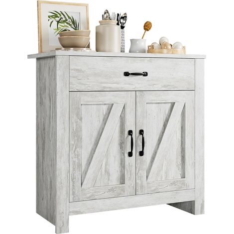 Armoire de cuisine haute indépendante avec support micro-ondes et étagères réglables (1/5)