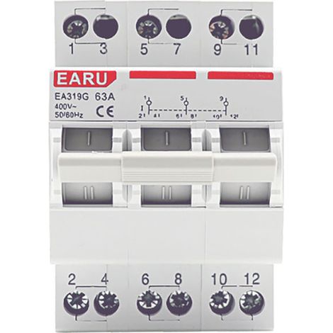 1 disjoncteur de verrouillage de transfert manuel à double alimentation, interrupteur de déconnexion d'isolation de Rail Din (63A, 3P) (1/5)