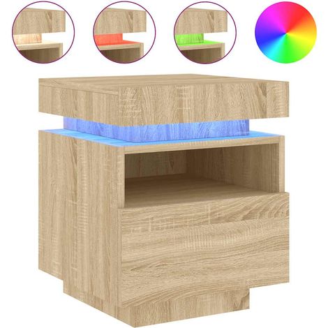Maison Exclusive - Nachttisch mit LED-Leuchten Sonoma-Eiche 40x39