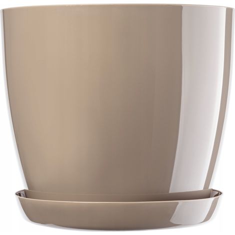 KADAX Blumentopf, Pflanzkübel mit Untersetzer, runder Blumenkübel, 16 cm, Beige (1/5)
