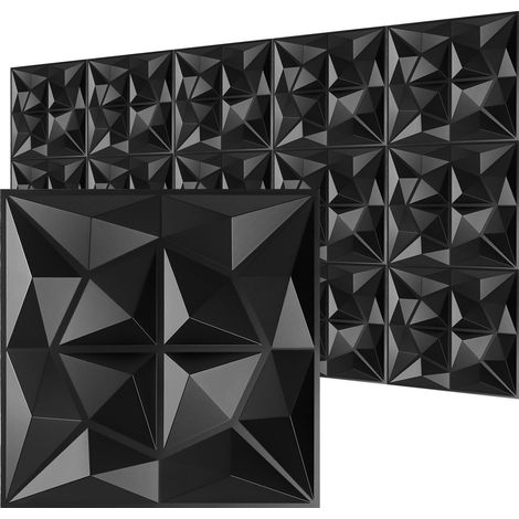 TolleTour Plaques Murales 3D Autocollantes Noir 30×30 cm Motif Diamant – Revêtement PVC Élégant (1/5)