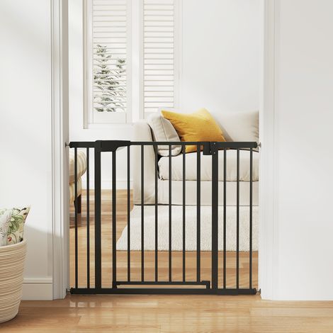Barrière de sécurité pour chiens et bébés 76 à 102 cm avec extension fixation par pression sans perçage blanc (1/5)