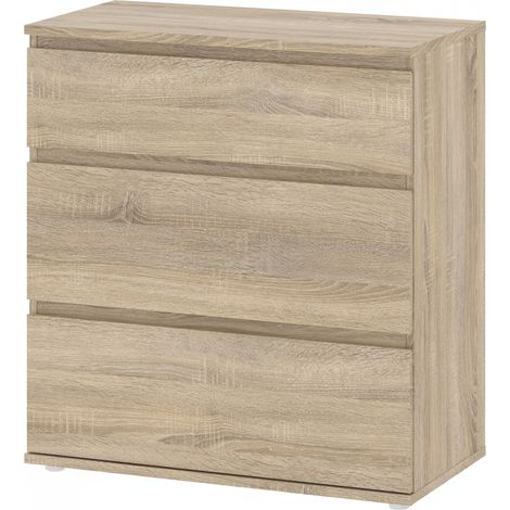 Kommode mit 3 Schubladen aus Eiche cm 77 x 40 x 84 h