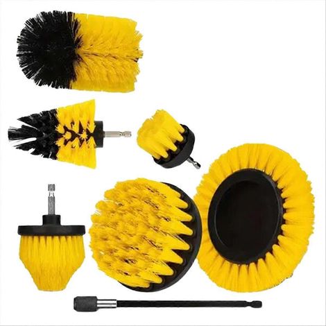 Ensemble de 7 têtes de brosse mobiles, brosse de nettoyage électrique, jaune, ensemble de 7 pièces, têtes de brosse électriques (1/5)