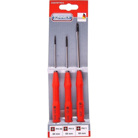 Set de tournevis de mécanique de précision PH 3 pièces, Argent/noir/rouge (1/2)