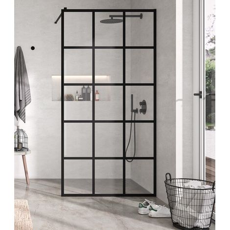 KASSANDRA FR103 FRESH Fijo Ducha Aluminio Negro Mate Decor Cuadro - Medida: 120 cm - ref: FR10305ICS195120