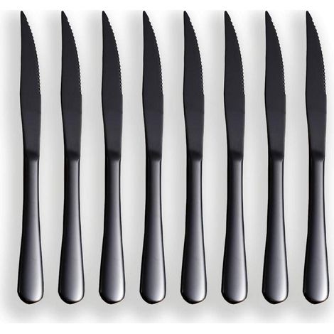 Steakmesser-Set 8 Stück, gezahnt, Titanschwarz, Edelstahl, spülmaschinenfest (1/5)