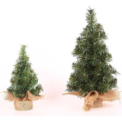 Lot de 2 mini sapins de Noël artificiels multifonctionnels pour décoration d'intérieur en PVC 20 cm/30 cm (1/5)