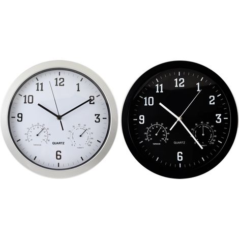 MAURY'S OROLOGIO 30CM COLORI ASSORTITI BLACK & SILVER CON BAROMETRO (1/2)