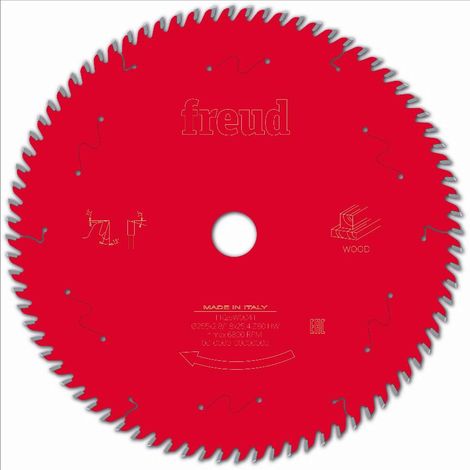 Lama per sega circolare portatile FREUD - Ø255 2,8/1,8 AL25,4 Z80 BA 15° - F03FS10136 -FR25W004T