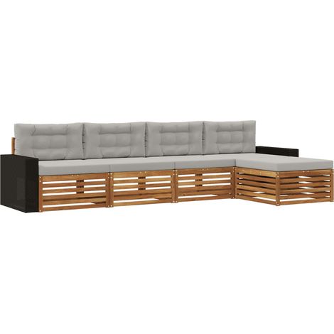 Ensemble de canapés d'extérieur 5 pc Naturel et gris clair vidaXL (1/5)