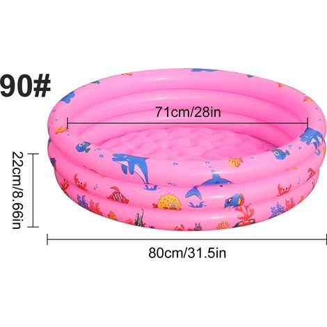 (Rose, 90) Piscine gonflable ronde, en PVC épais, pataugeoire d'été extérieure. (1/4)