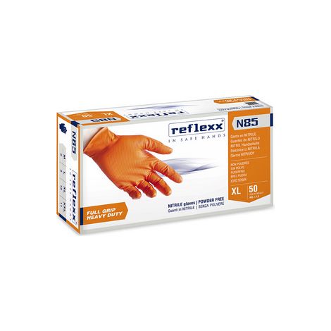 50 PZ GUANTI IN NITRILE FULL GRIP N85- Taglia L - Arancio- REFLE- pezzi 1