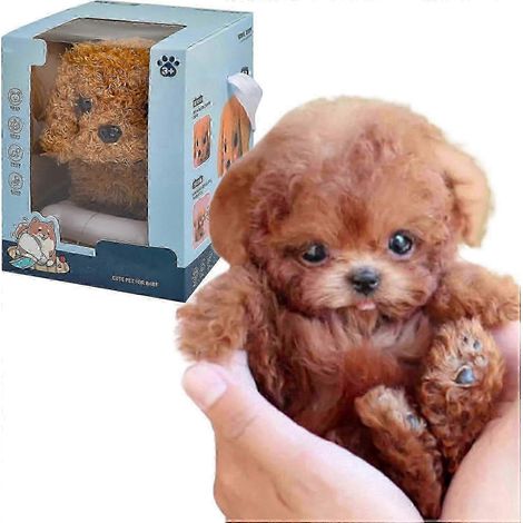 Mon mini chiot robotique réaliste en peluche interactive est mignon, doux, et peut marcher et aboyer. (1/5)
