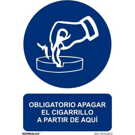 Señal que indica Obligatorio Apagar El Cigarrillo a Partir de Aquí (tinta UV) SEKURECO                         210 x 300 mm                          PVC GLASSPACK 0'7 mm (1/2)