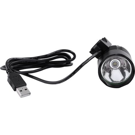 Phare vélo avant étanche 1200LM T6 USB, lampe torche cycliste avec fonction stroboscopique, noir (1/5)