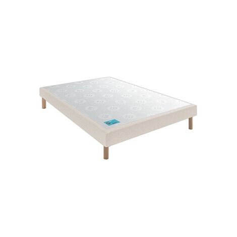Sommier tapissier Merinos STYLO 160x200 Sable Blanc confort ferme hauteur 14 cm 12 lattes rigides