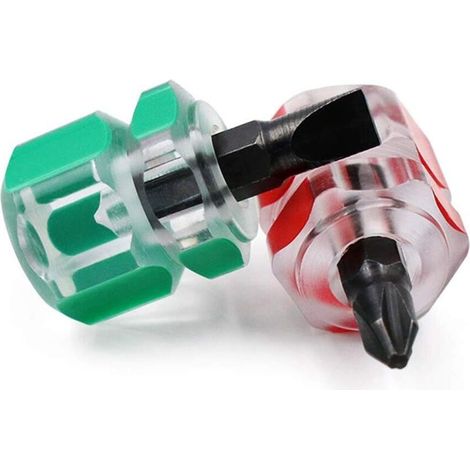 Cacciavite corto, 3 mini cacciaviti a taglio e 3 cacciaviti Phillips corti, cacciaviti per macchina da cucire adatti a spazi ristretti (rosso e verde) (1/4)