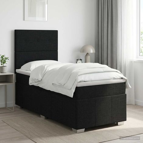 vidaXL Cama box spring con colchón Negro 100 x 200 cm Tela (1/5)