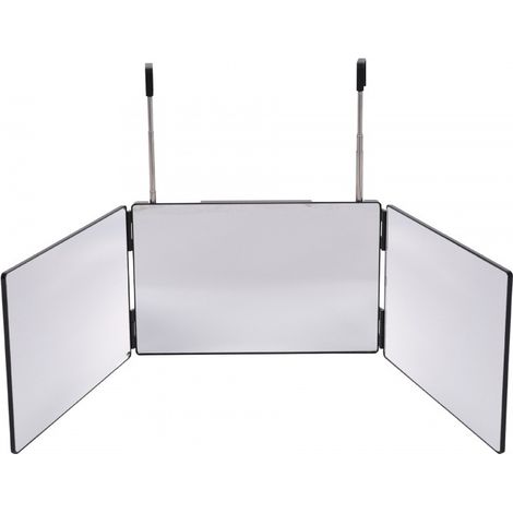 Miroir compact à trois faces (noir), miroir de maquillage portable unisexe, pliable (1/5)