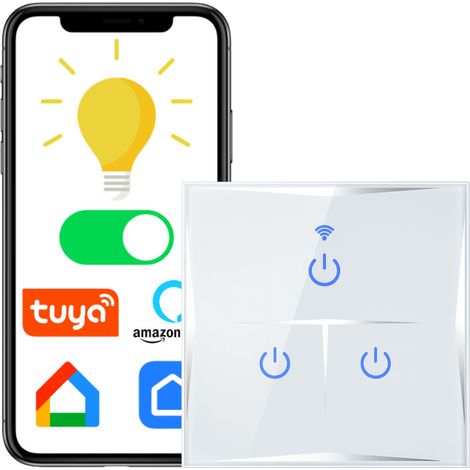 Interruptor de luz WiFi KS601 de 3 v铆as, color blanco