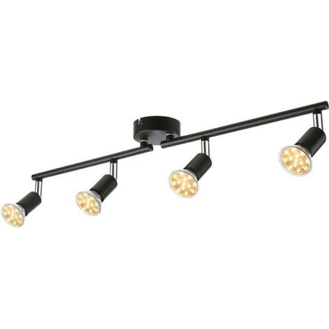 Spots de plafond réglables Tomshine 4 voies, 4 ampoules LED GU10 4 W, éclairage 400 lm, têtes rotatives flexibles, éclairage sur rail moderne pour cuisine et salon (1/4)