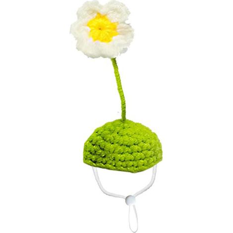 Mini chapeau tricoté à la main pour-une petite fleur blanche (1/5)
