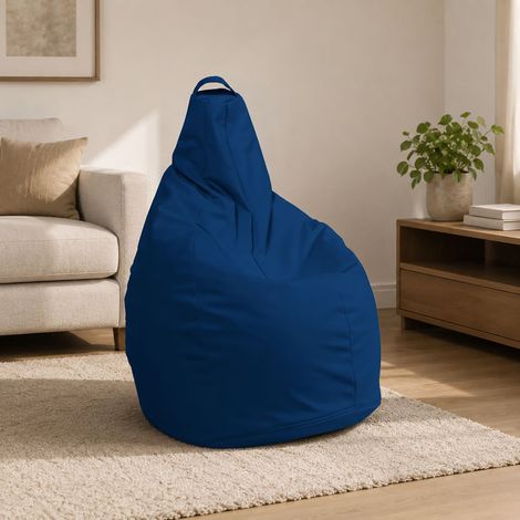 Dmora - Puf Aunter, Sillón multiusos, Puf, Puf reposapiés, Made in Italy, 90x90 h120 cm, Azul (1/4)