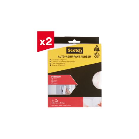 Lot de 2 auto-agrippants Scotch® pour Intérieur, blanc, 19 mm x 4,5 m