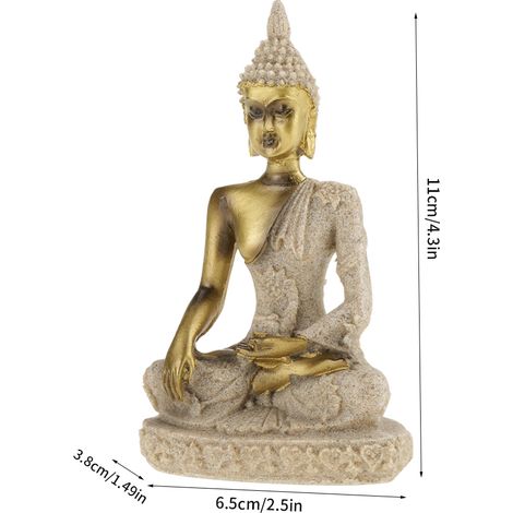 Statue de Bouddha sculptée à la main en grès, 11 x 6,5 x 3,8 cm, objet de décoration pour la maison (1/5)