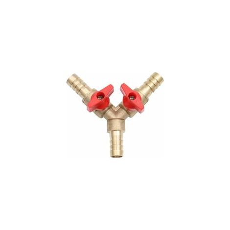 Raccord laiton 10 mm – Vanne à boisseau sphérique 3 voies en Y – Connecteur tuyau cannelé pour eau et gazole – Lot de 1 (1/5)