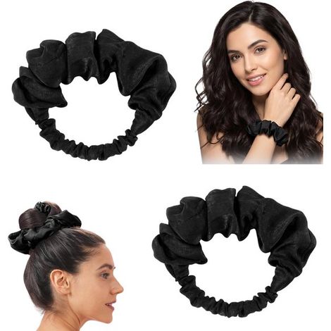 Lot de 2 élastiques à friser sans chaleur - 17 cm x 17 cm - Noir - Doux pour les cheveux - Crée des boucles naturelles (1/5)