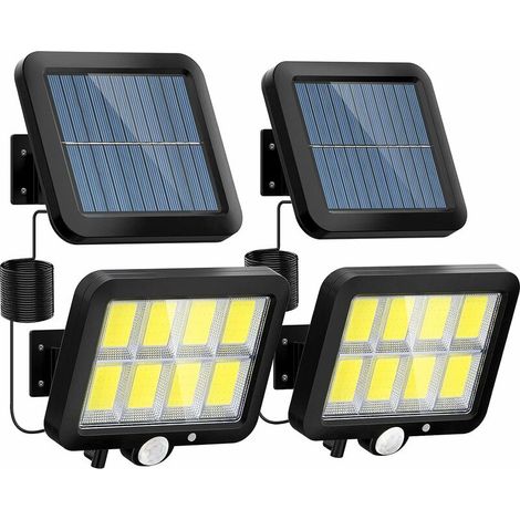 Solar Security Lights, 160 LED Ultra Bright Waterproof Solar Motion Sensor Lights, 3 Lighting Mode Solar Powered Lights Outdoor with 5m/16.4 ft Cord for Outside Garden Shed Door Wall Yard (2 Pack) [En (1/5)