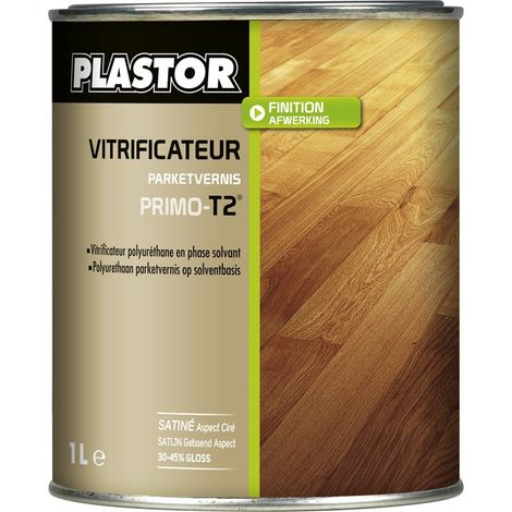 Plastor – Vitrificateur polyuréthane pour parquet – Satiné effet ciré – 1L – Protection durable contre l'usure et les taches – Application facile (1/3)