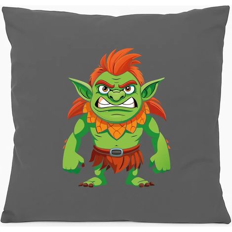 Coussin Huuraa Troll Créature Mythique 40x40cm avec Garnissage Coton Gris Acier Coussin Décoratif Idée Cadeau (1/5)