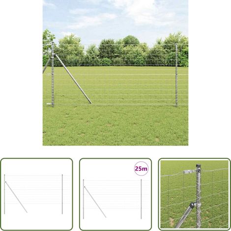Terrassenzaun - Zaun mit Pfosten Silber 1,2 x 25 m Stahl und PVC (1/5)