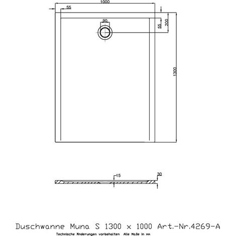 Receveur de douche Hoesch MUNA S 1300x1000x30mm blanc