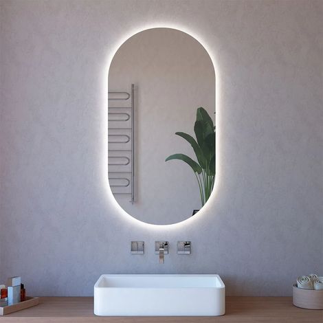 Specchio ovale LED 62x110 illuminazione perimetrale e installazione reversibile (1/5)