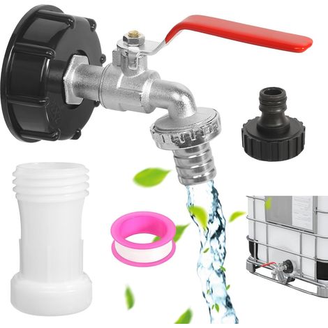 Robinet Cuve 1000l S60x6 IBC Raccord Robinet, 3/4" Robinet d'Écoulement IBC Robinet Cuve Robinet Adaptateur Plastique, Robinet Cuve (1/5)