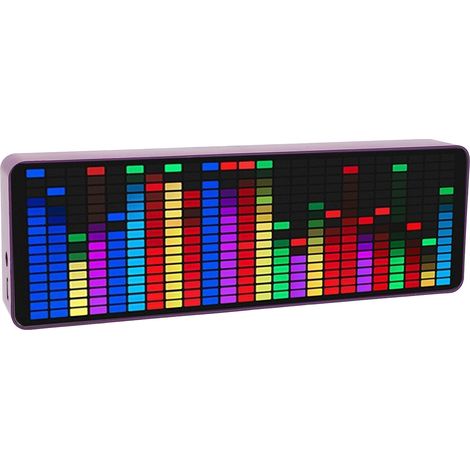 Affichage Spectrum Musical 384 LED 1624 Segments Lampe Rythme Niveau Capteur Voix Analyseur avec Horloge 20 Modes Dynamiques 7 Couleurs (1/5)
