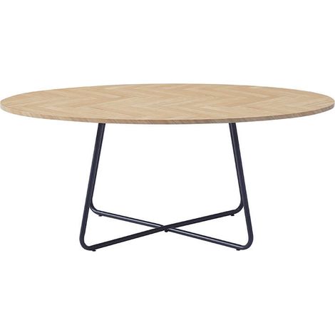 HOME DELUXE - Couchtisch Oval NOVARIS 110 x 66 x 47 cm - Fishbone OakSofatisch, Wohnzimmertisch, Wohnzimmer  Sofatisch Wohnzimmertisch